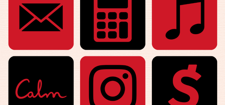 200 Free Red And Black App Icons For iPhone